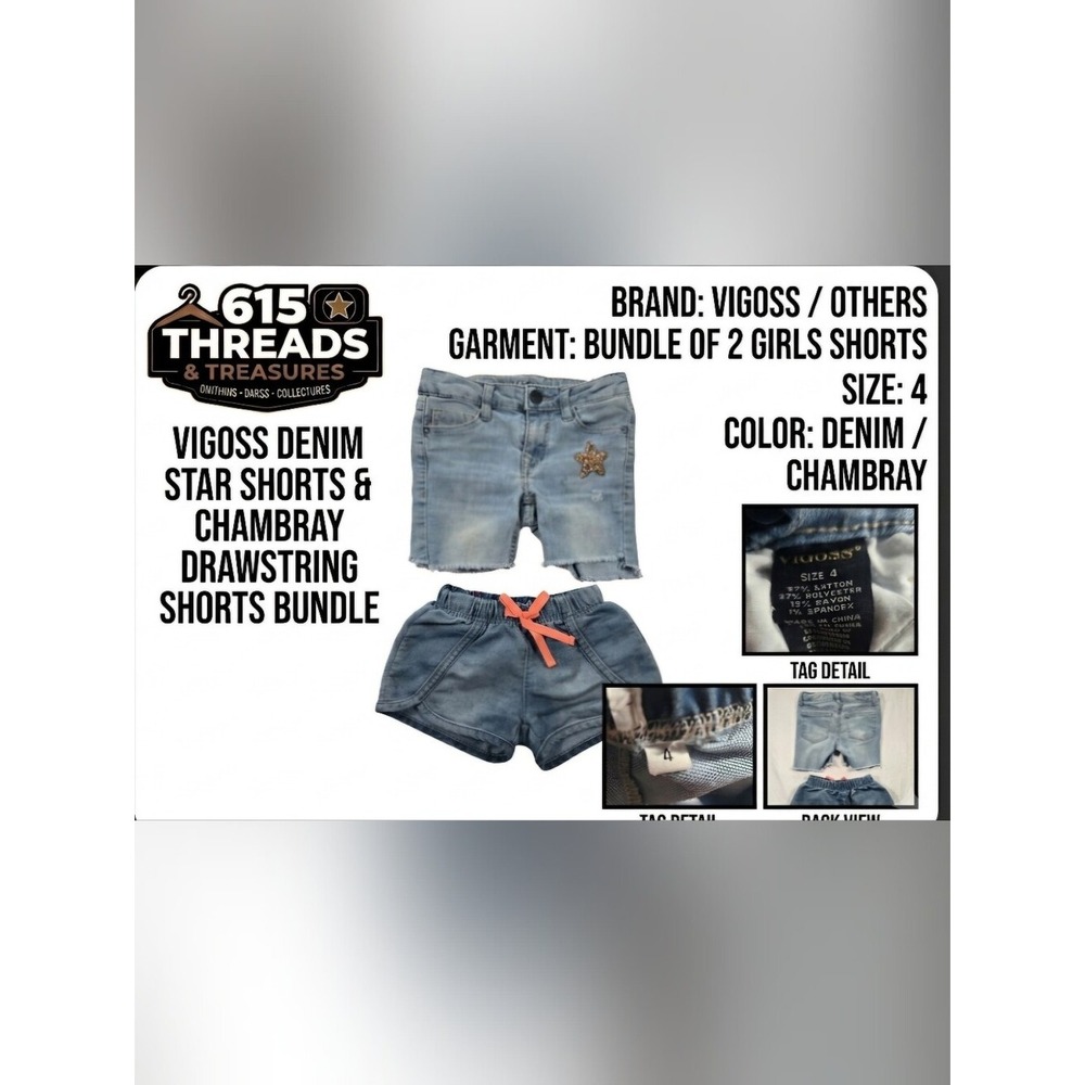 Vigoss Light Blue Denim & Chambray Girls' Shorts Bundle